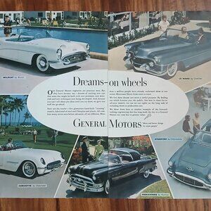 1953 GM Dream Cars Ad- Great Gift or Wall Art for Car Lovers, Owners, Collectors